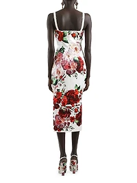 Floral Strapless Column Midi-Dress