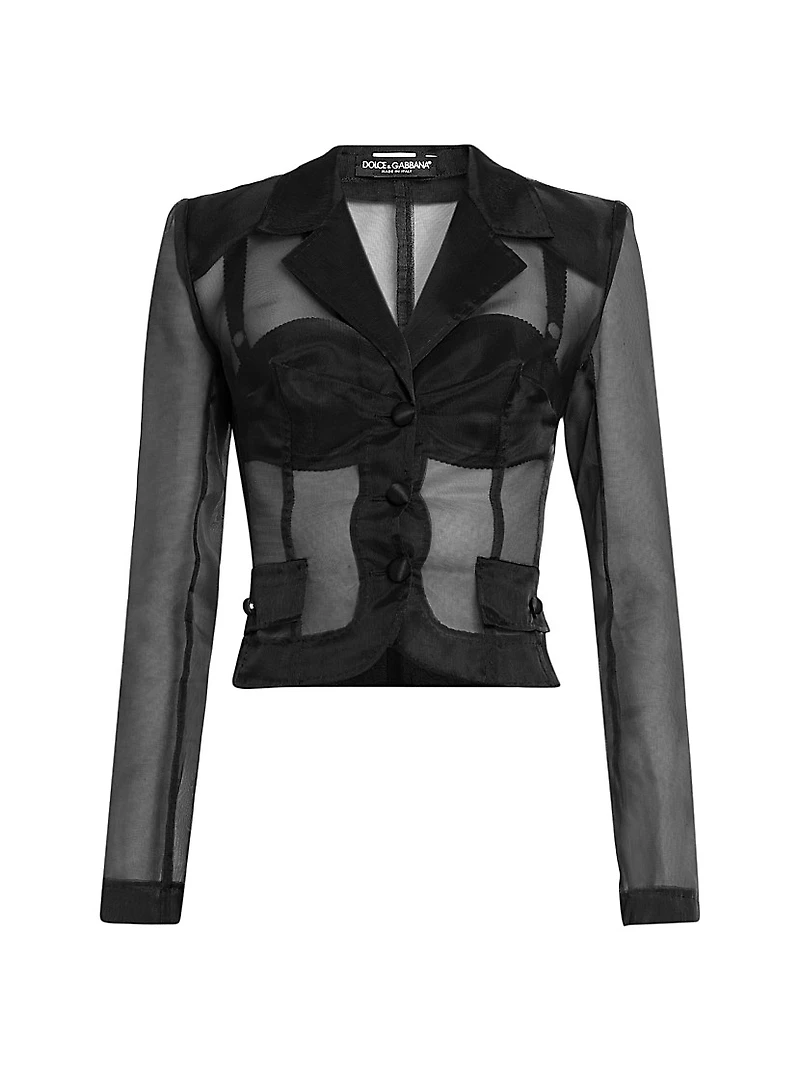 Marquisette Sheer Single-Breasted Jacket