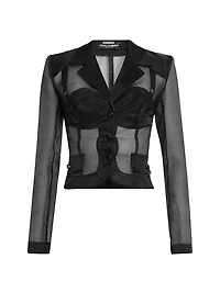 Marquisette Sheer Single-Breasted Jacket