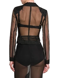 Marquisette Sheer Single-Breasted Jacket