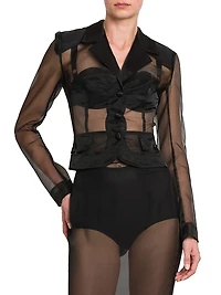 Marquisette Sheer Single-Breasted Jacket