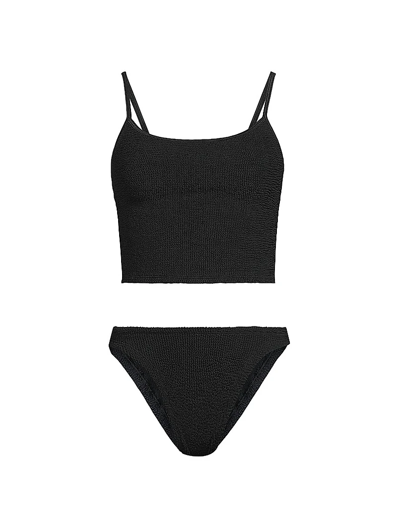 Crinkle-Effect Scoopneck Bikini