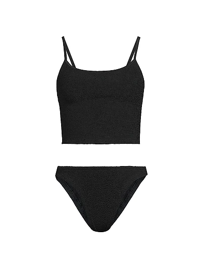 Crinkle-Effect Scoopneck Bikini