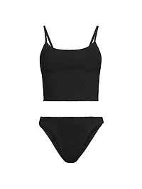 Crinkle-Effect Scoopneck Bikini
