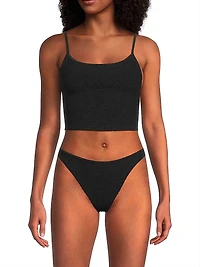 Crinkle-Effect Scoopneck Bikini