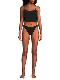 Crinkle-Effect Scoopneck Bikini