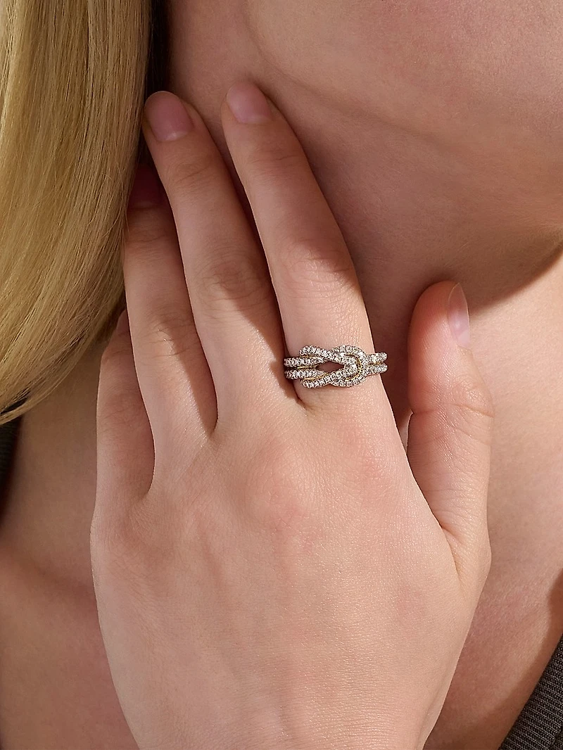 Love Knot Two-Tone 14K Gold & 0.48 TCW Diamond Ring