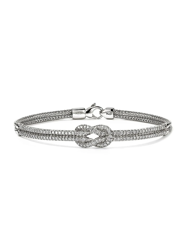 Love Knot Sterling Silver & 0.90 TCW Diamond Bracelet