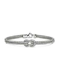 Love Knot Sterling Silver & 0.90 TCW Diamond Bracelet
