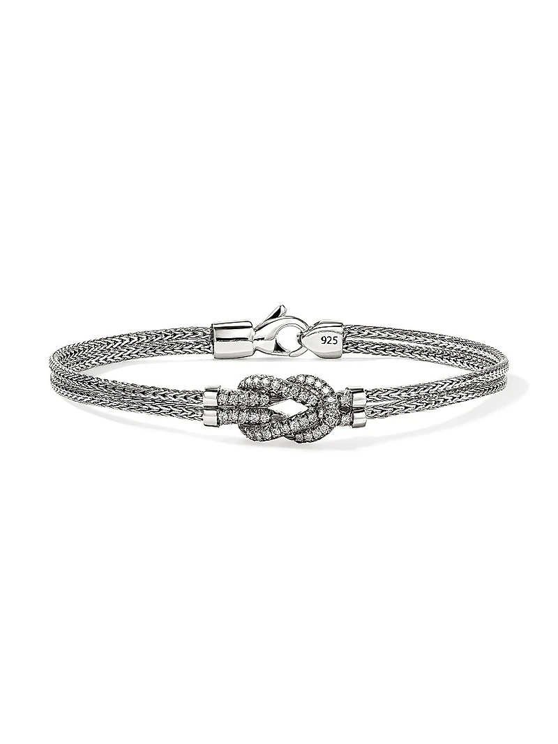 Love Knot Sterling Silver & 0.30 TCW Diamond Bracelet