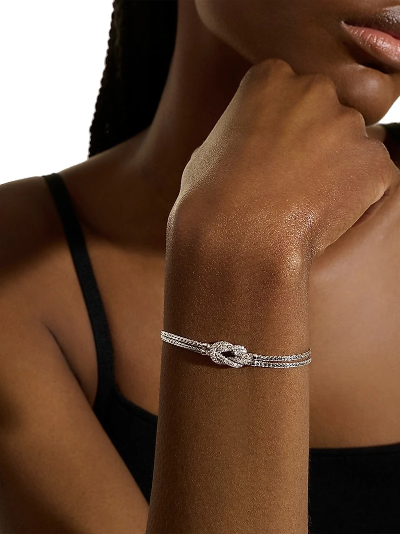 Love Knot Sterling Silver & 0.30 TCW Diamond Bracelet