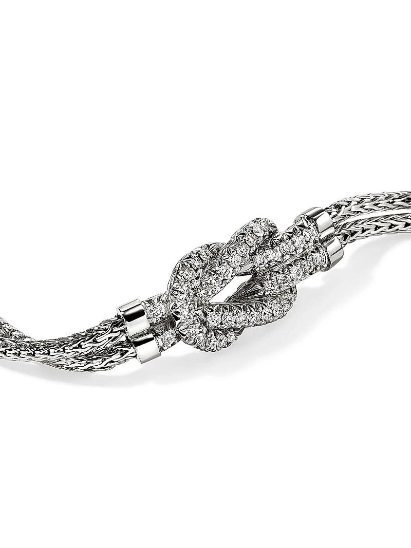 Love Knot Sterling Silver & 0.30 TCW Diamond Bracelet
