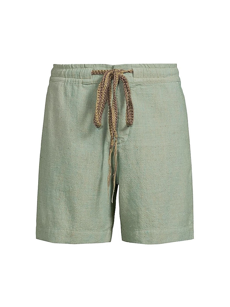 Chambray Drawstring Shorts