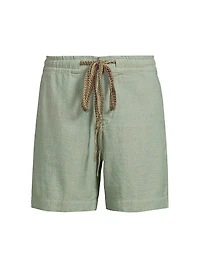 Chambray Drawstring Shorts