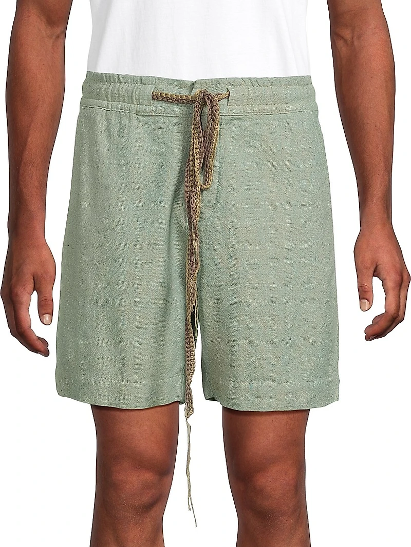 Chambray Drawstring Shorts