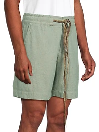 Chambray Drawstring Shorts