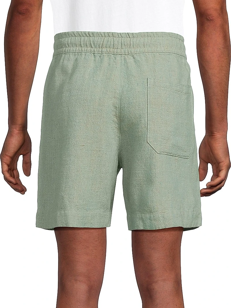 Chambray Drawstring Shorts