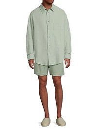 Chambray Drawstring Shorts