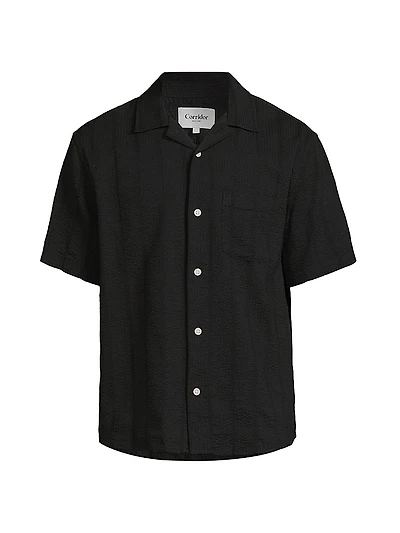 Striped Seersucker Camp Shirt