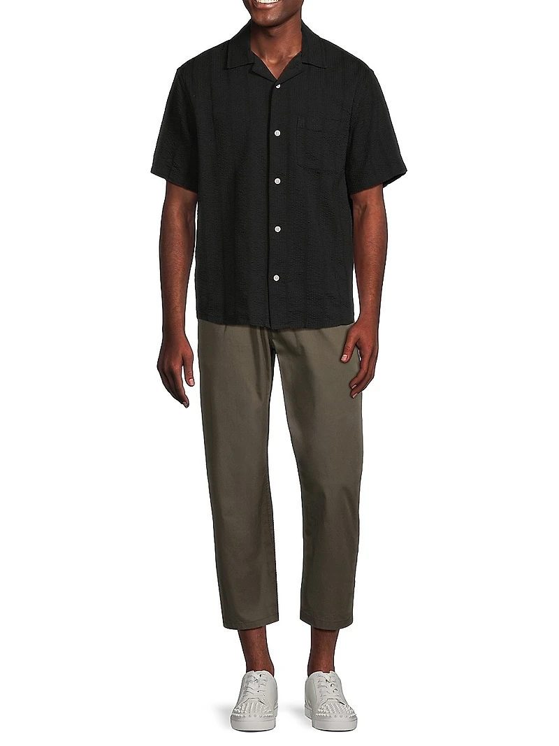 Striped Seersucker Camp Shirt