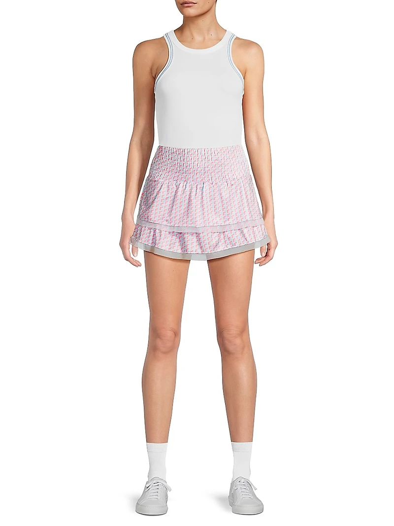 Groovy Printed Tier Miniskirt