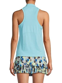 Retro Revival Seamless Textured Sleeveless Polo Top