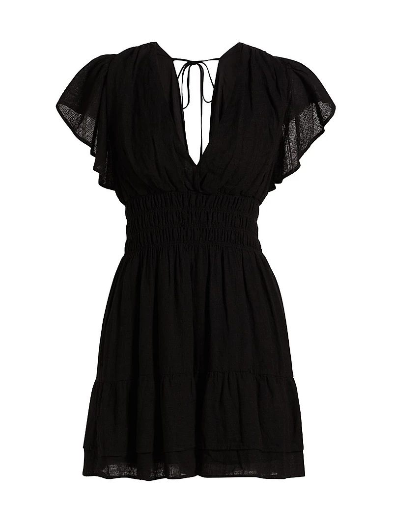 Kimora Flutter-Sleeve Minidress