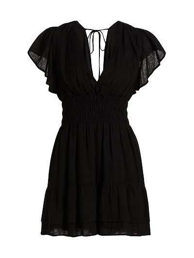 Kimora Flutter-Sleeve Minidress