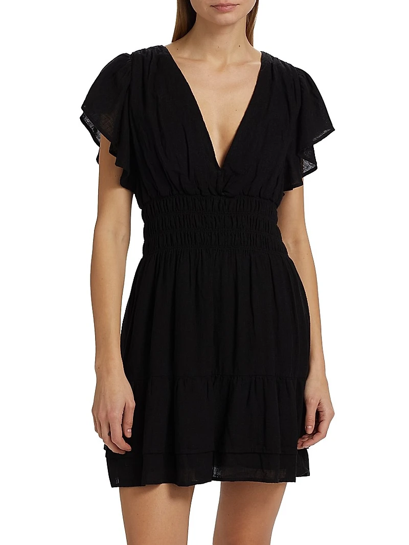 Kimora Flutter-Sleeve Minidress