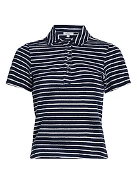 Naveli Striped Cotton Polo Shirt