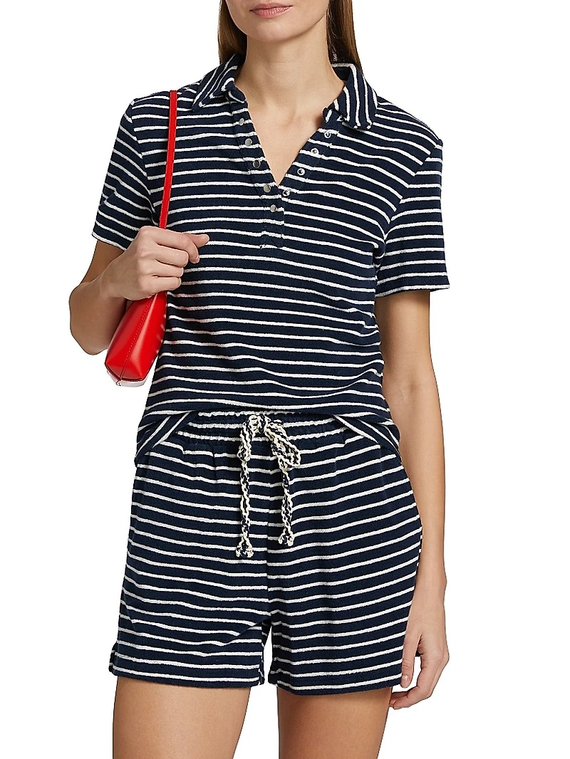 Naveli Striped Cotton Polo Shirt