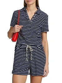 Naveli Striped Cotton Polo Shirt