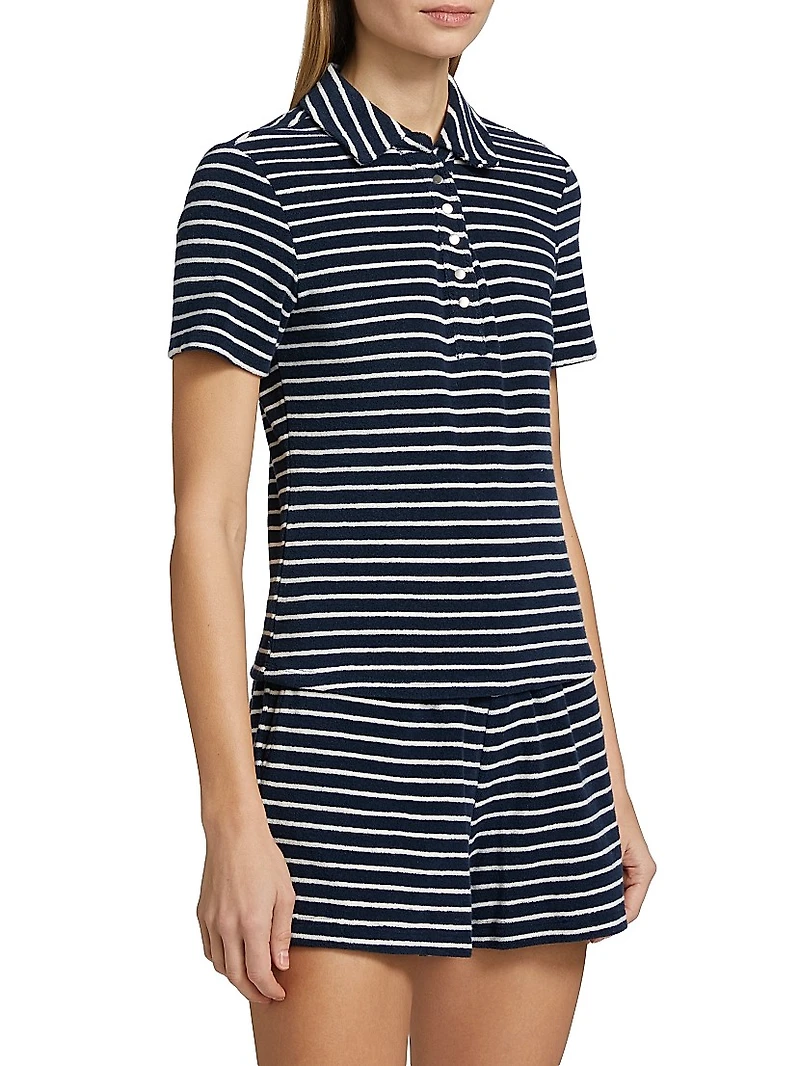 Naveli Striped Cotton Polo Shirt