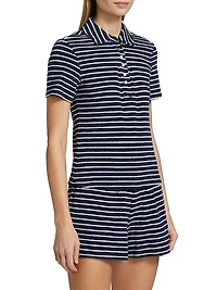Naveli Striped Cotton Polo Shirt