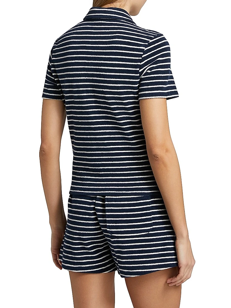 Naveli Striped Cotton Polo Shirt