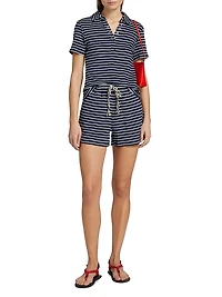 Naveli Striped Cotton Polo Shirt