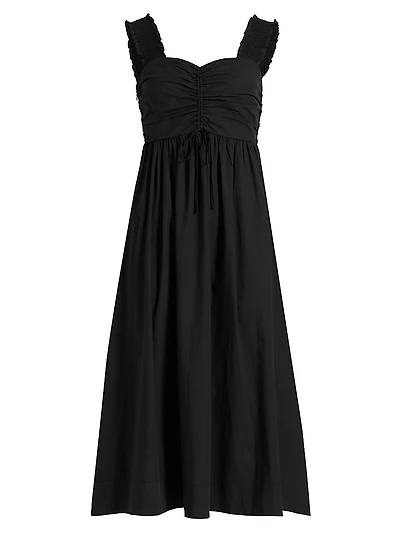 Irisa Cotton Poplin Sweetheart A-Line Midi-Dress
