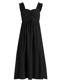 Irisa Cotton Poplin Sweetheart A-Line Midi-Dress