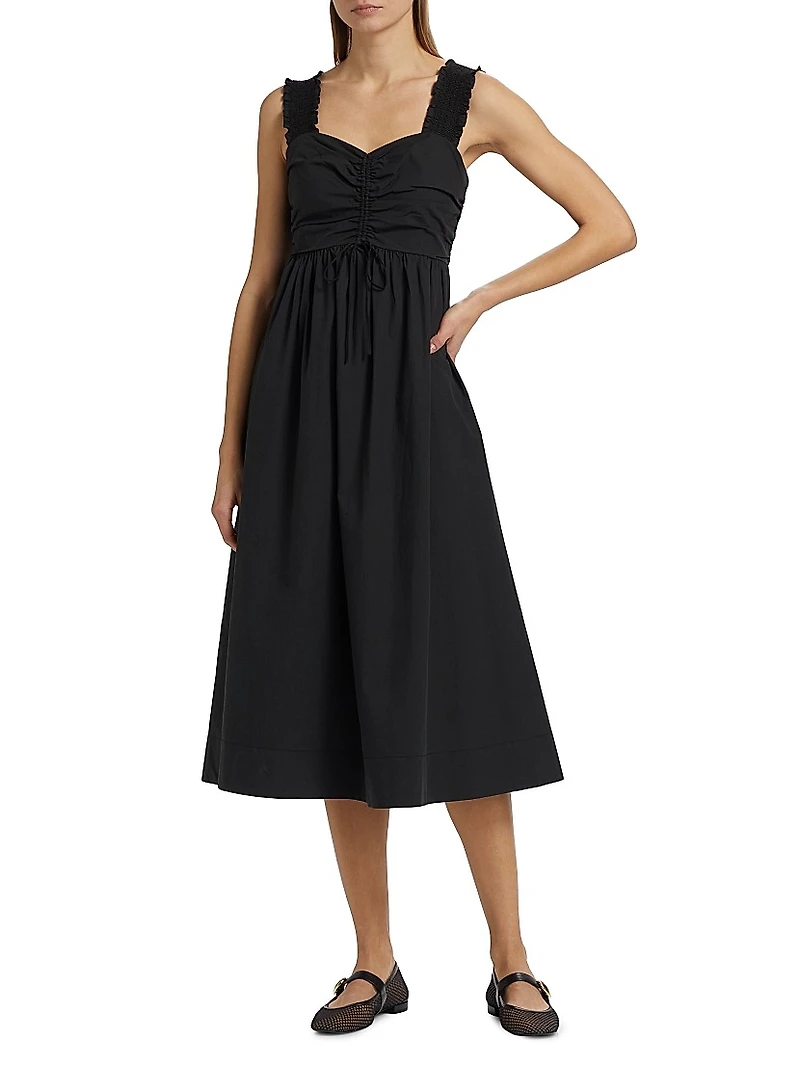 Irisa Cotton Poplin Sweetheart A-Line Midi-Dress