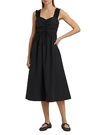 Irisa Cotton Poplin Sweetheart A-Line Midi-Dress