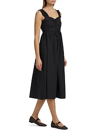 Irisa Cotton Poplin Sweetheart A-Line Midi-Dress