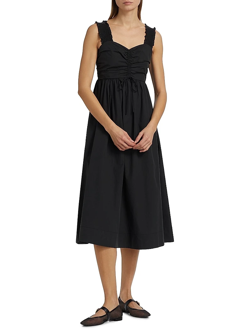 Irisa Cotton Poplin Sweetheart A-Line Midi-Dress