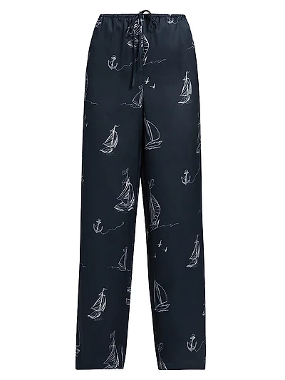 Damani Abstract Twill Wide-Leg Pants