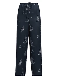 Damani Abstract Twill Wide-Leg Pants