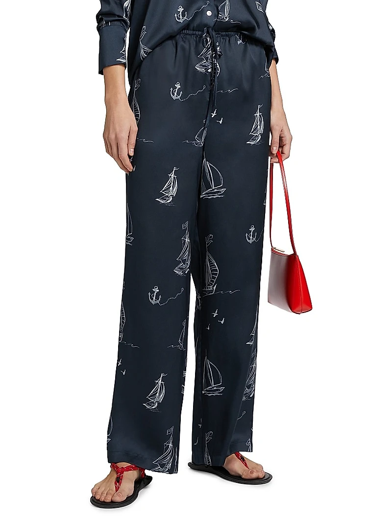 Damani Abstract Twill Wide-Leg Pants