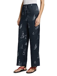 Damani Abstract Twill Wide-Leg Pants