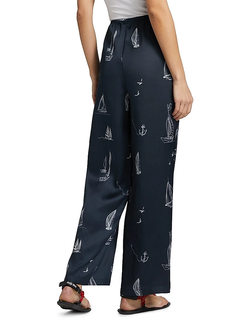 Damani Abstract Twill Wide-Leg Pants