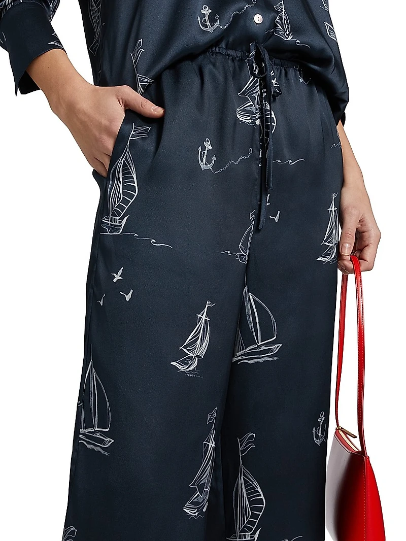 Damani Abstract Twill Wide-Leg Pants