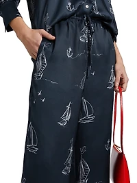 Damani Abstract Twill Wide-Leg Pants