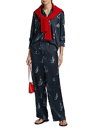 Damani Abstract Twill Wide-Leg Pants